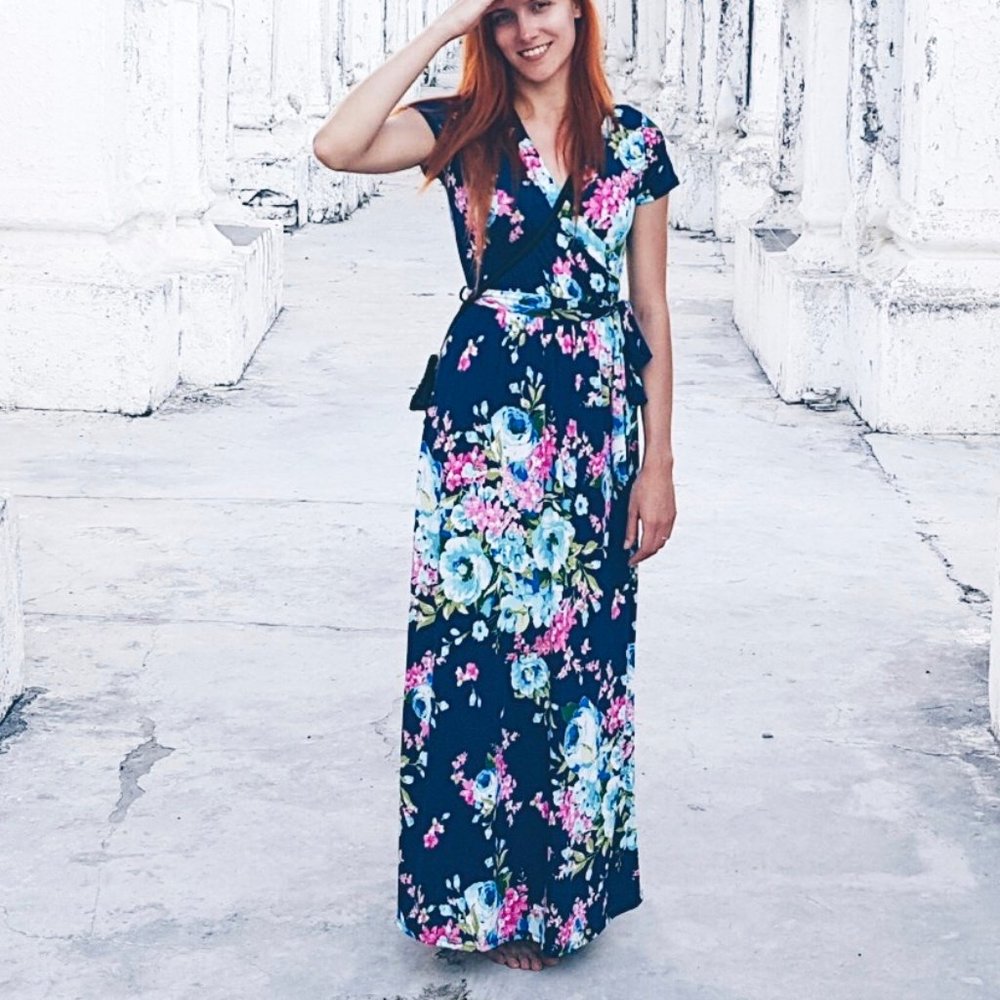 Navy Floral Maxi Dress